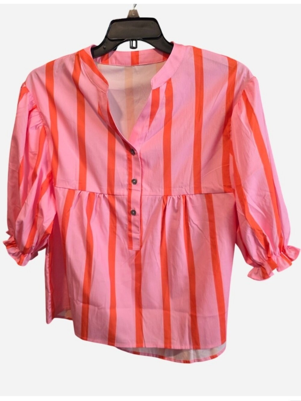 NWT Pink & Coral Stripe Peasant Blouse - Women’s Casual Top